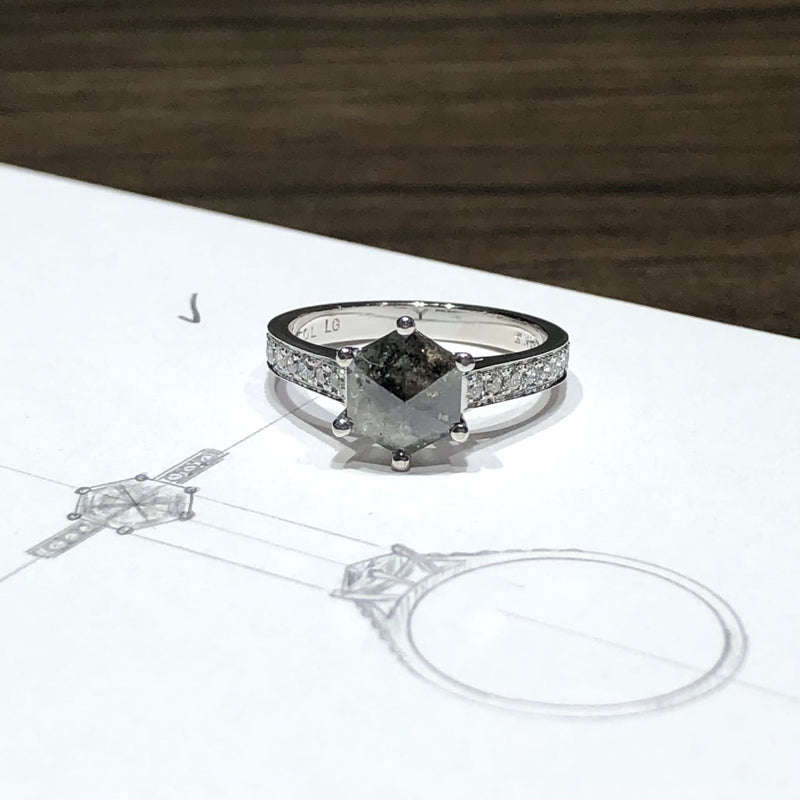 1.49 Salt & Pepper Custom Ring