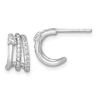 Sterling Silver Beaded CZ C-Hoop Earrings