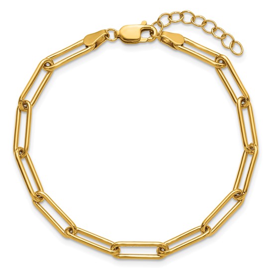 14K Gold Filled 6.5" Paperclip 4.10mm Bracelet with Extender