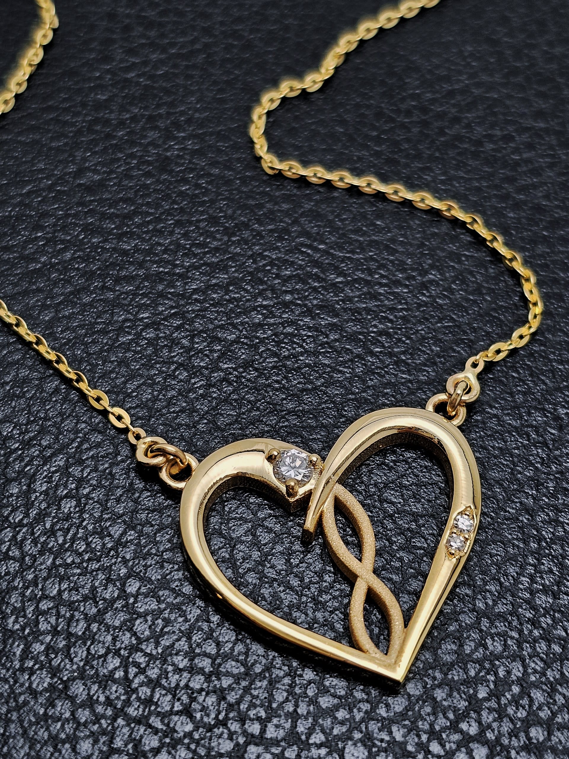 Custom 14K Yellow Gold Heart Infinity Stone Necklace