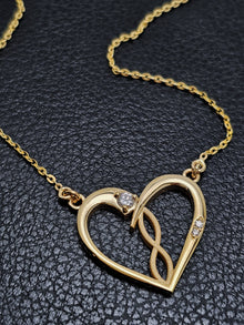 Custom 14K Yellow Gold Heart Infinity Stone Necklace