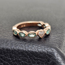 Custom 14K Rose Gold Heart Diamond and Paraiba Ring