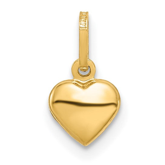 14K Yellow Gold Puffed Heart Pendant, 6x6mm