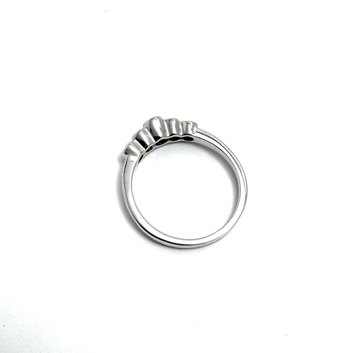 14K White Gold Alternating Ruby & Diamond Ring Size 6