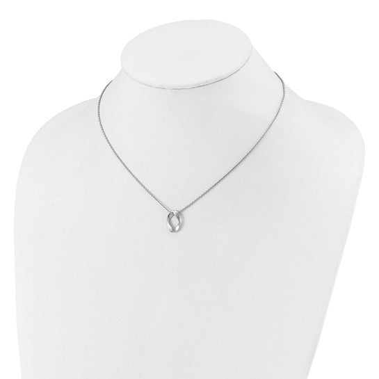 Silver 16.5" Oval Brush/Polish Necklace