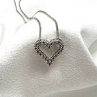 10K White Gold Diamond Heart Necklace 18-Inch