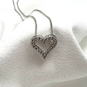 10K White Gold Diamond Heart Necklace 18-Inch