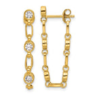 Sterling Silver Bezel CZ Post Dangle Earrings