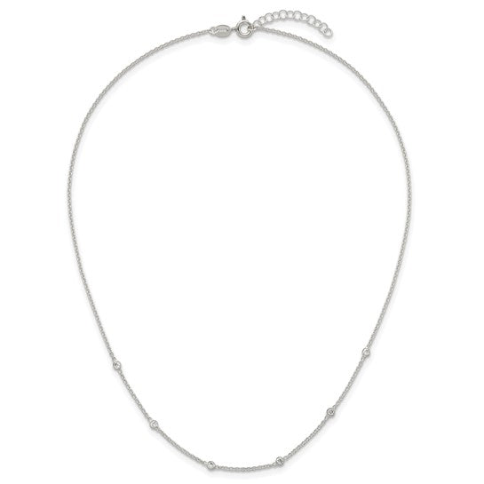 Silver 16.5" 6 Station CZ Necklace