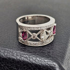 Custom Platinum Wide Band with Marquise Rhodolite Garnet