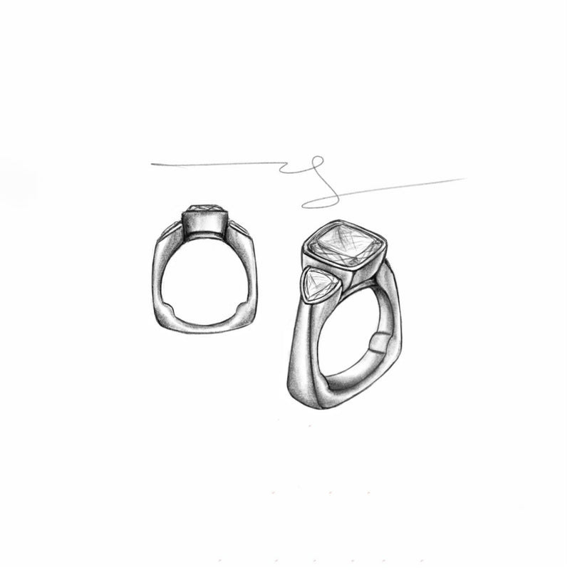 Custom 14K White Gold Trillion Lab-Grown Diamond Semi-Mount