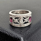 Custom Platinum Wide Band with Marquise Rhodolite Garnet