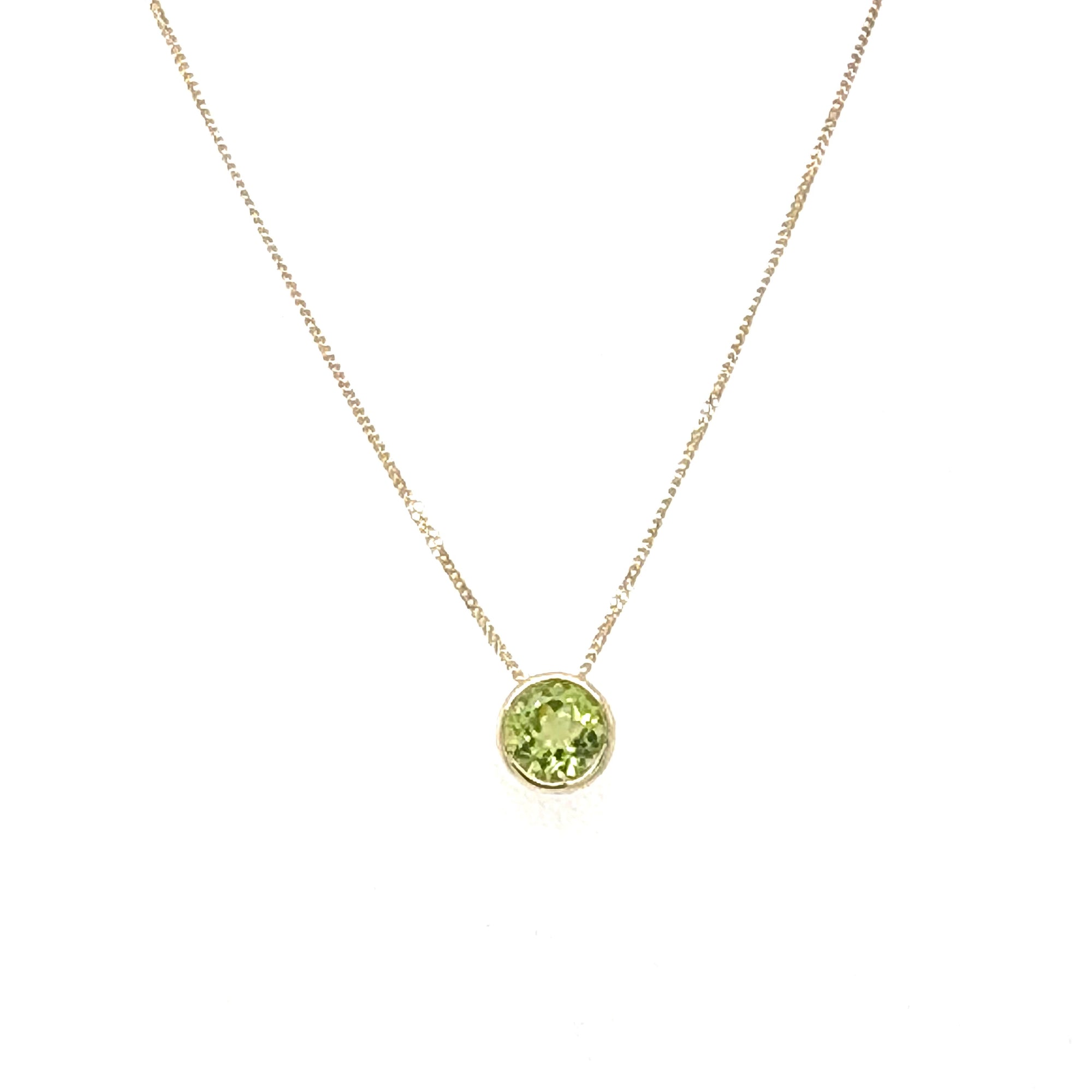 10K Yellow 5mm Peridot Necklace