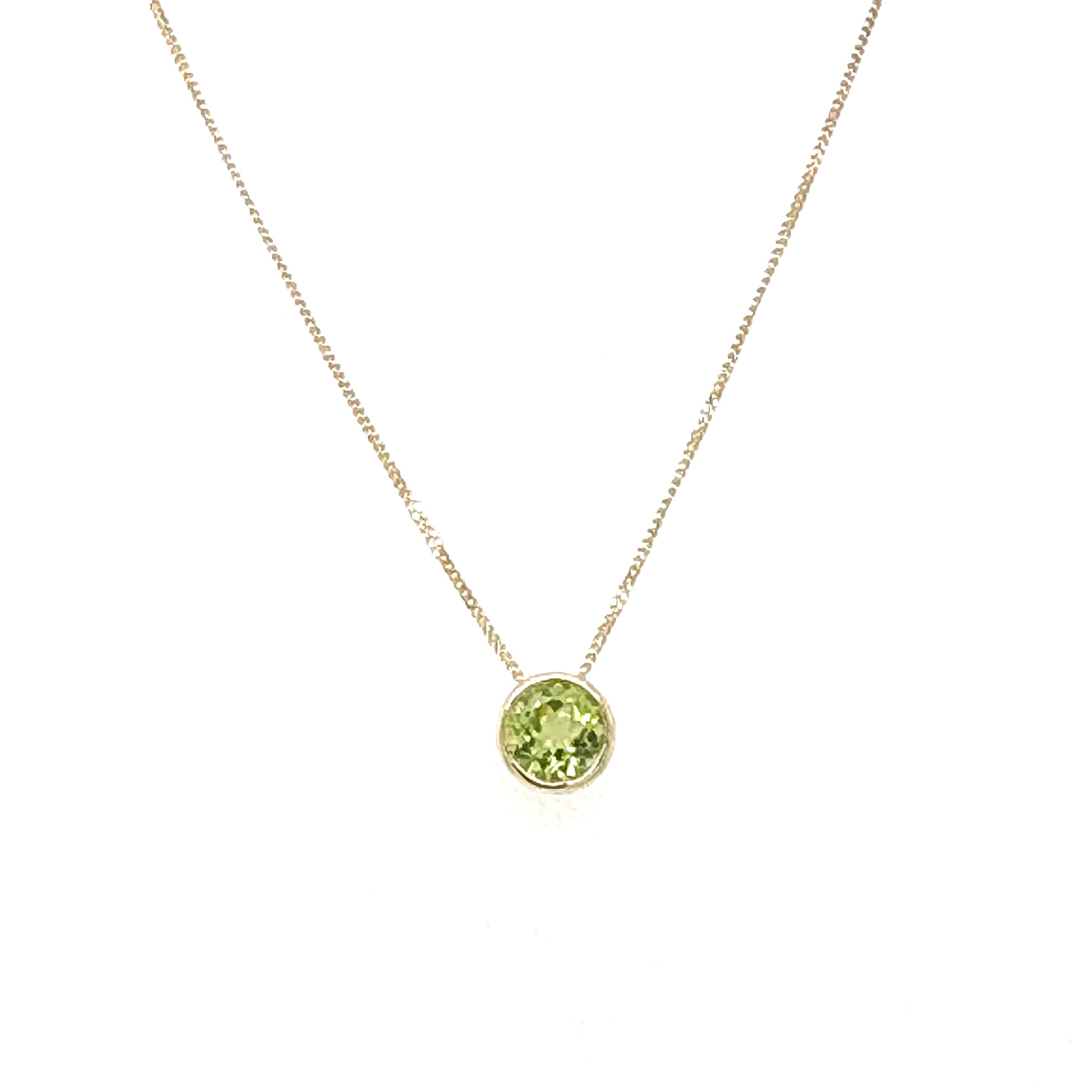 10K Yellow 5mm Peridot Necklace