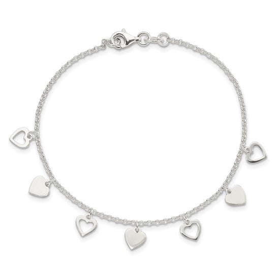 Sterling Silver Hearts Bracelet