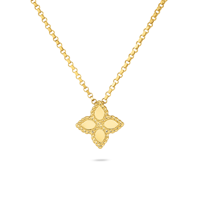 Roberto Coin Princess Flower Small Yellow Gold Necklace