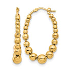 37mm Gold Plated Silver Beaded Hoop Earrings