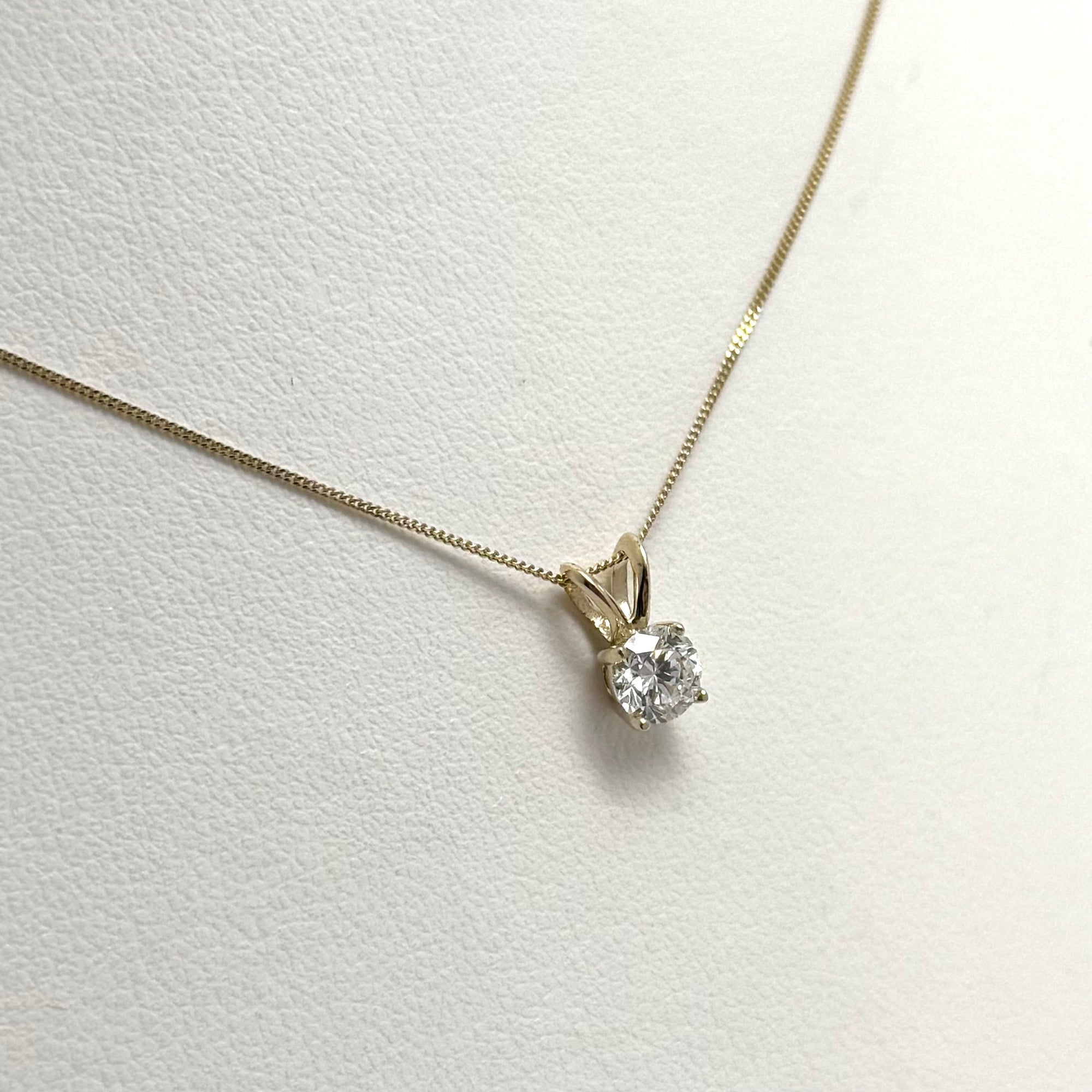 0.50ct Lab Grown Diamond Solitaire Necklace in 10K Yellow Gold