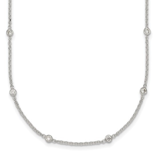 Silver 16.5" 6 Station CZ Necklace