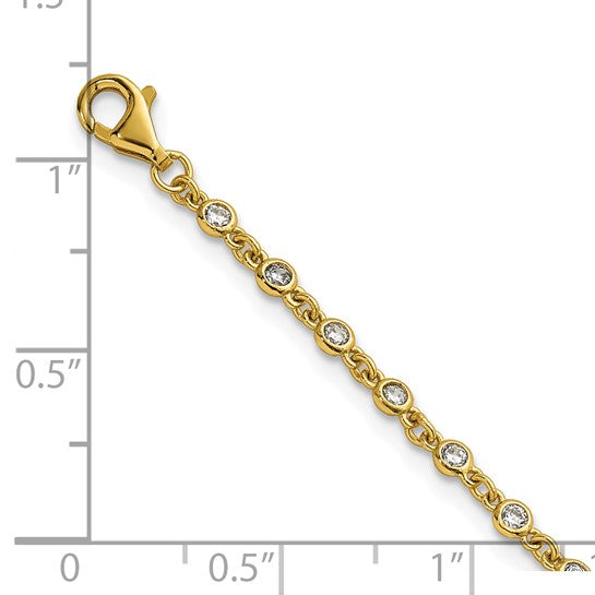 Sterling Silver Polished CZ Station Bracelet