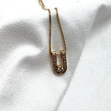 14K Yellow Gold Diamond "U" Pendant & Chain 18-Inch