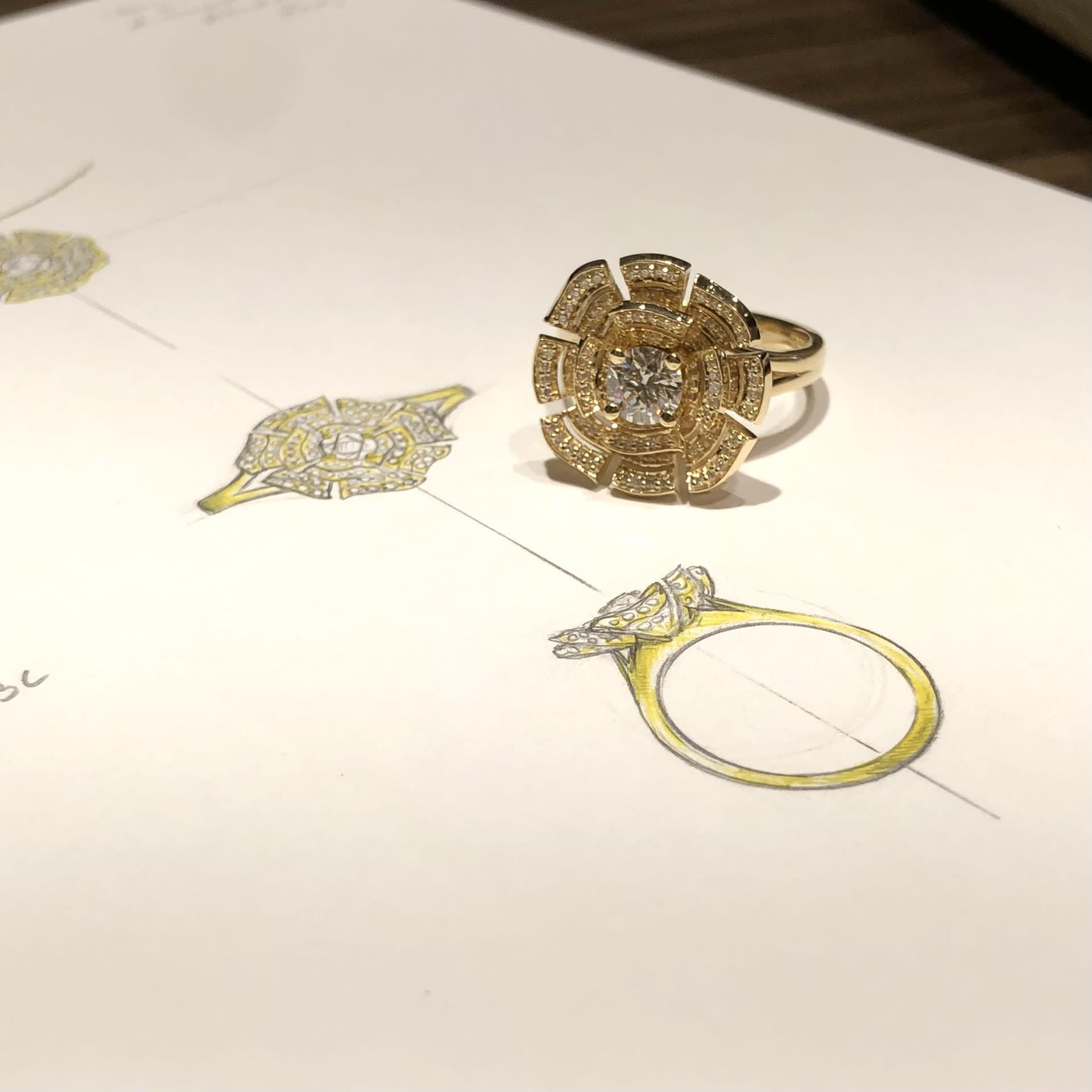 0.78 Golden Petals Custom Ring