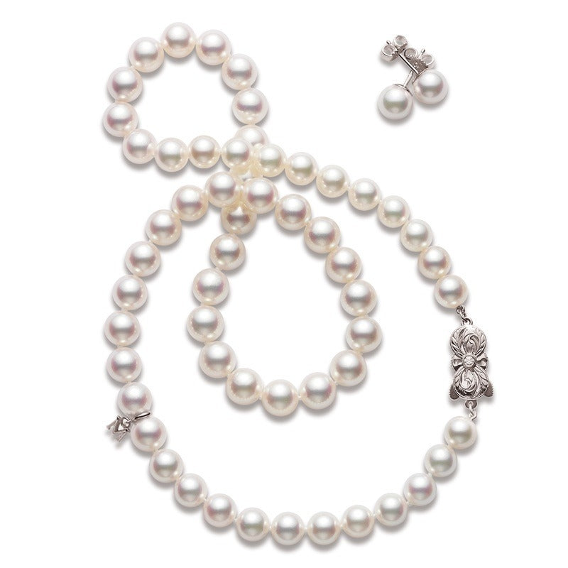Mikimoto 2pc Akoya Pearl Set in White Gold