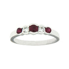 14K White Gold Alternating Ruby & Diamond Ring Size 6