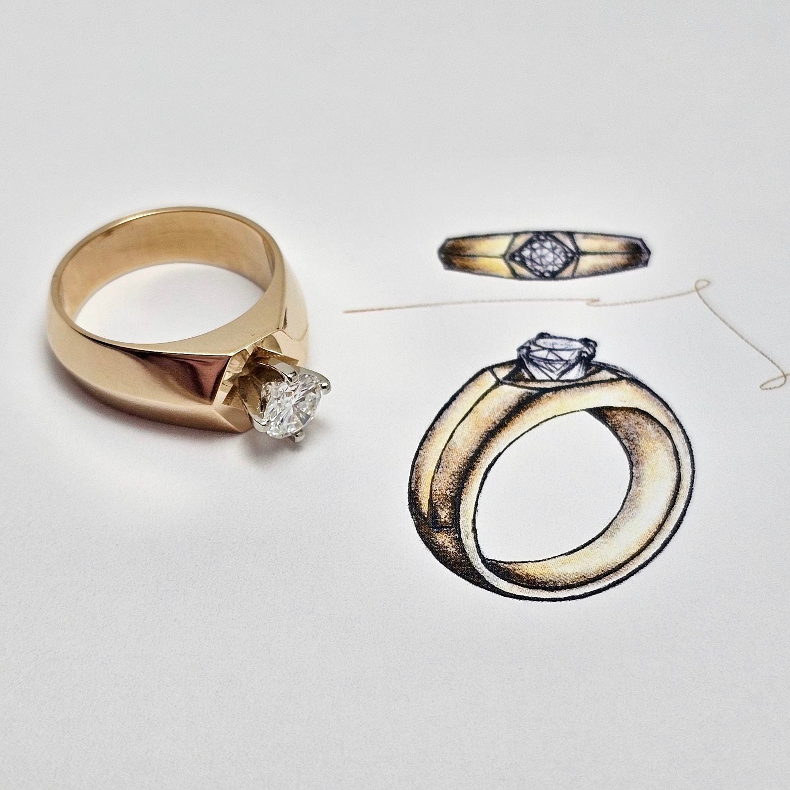 Custom Two-Tone Gold Wide Diamond Ring Mount