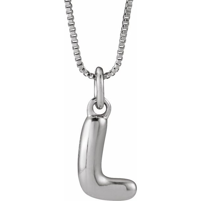 Sterling Silver Initial Bubble 18 Inch Necklace