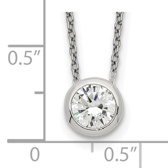 Sterling Silver 8mm CZ Bezel Necklace