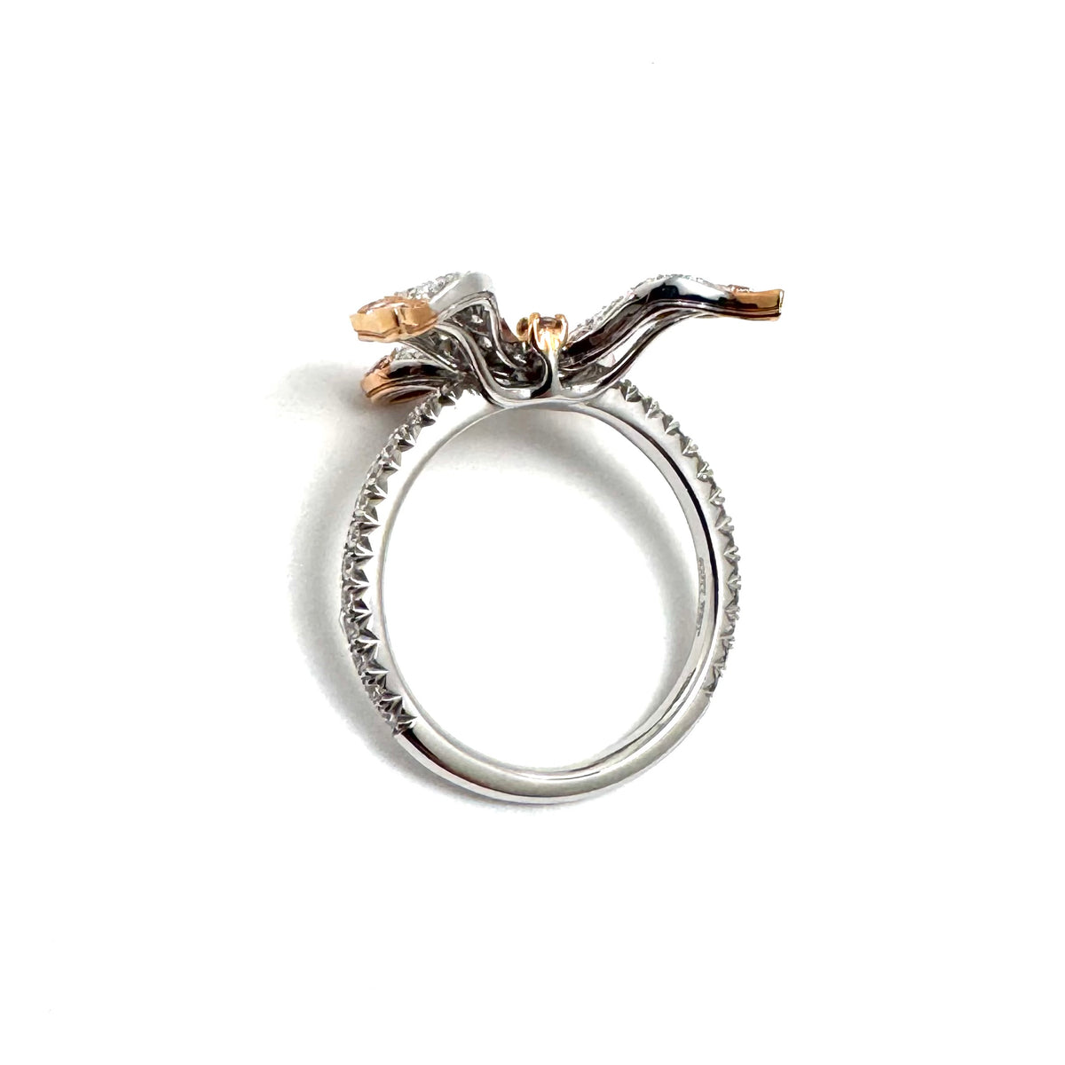 Platinum & 18K Rose Gold Argyle Pink Diamond Butterfly Ring Size 6.25