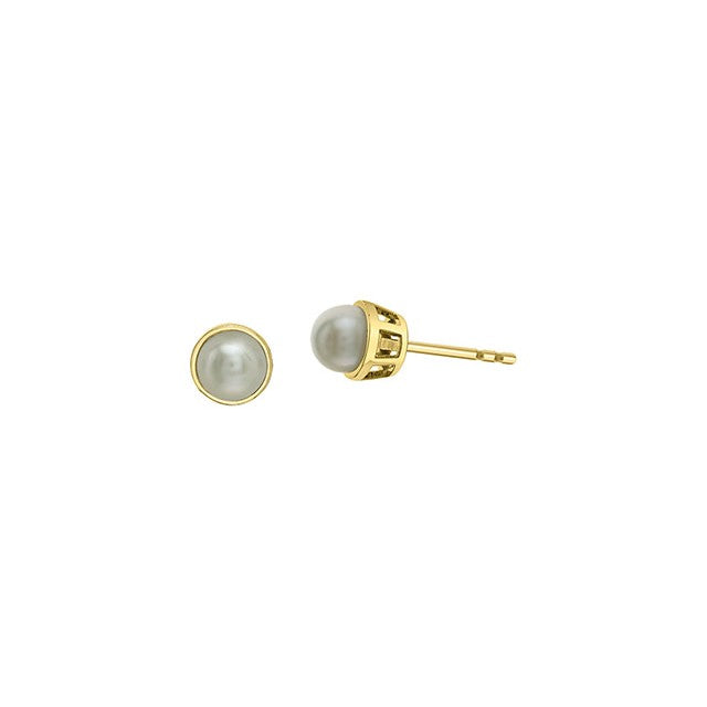 10K Yellow Gold 5mm Pearl Bezel Stud Earrings