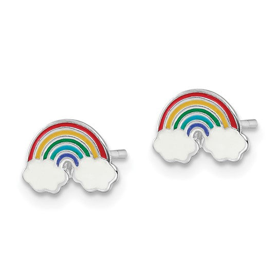 Silver Kids Rainbow Enamel Stud Earrings