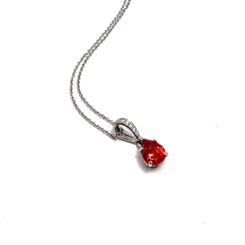 Custom 14K White Gold Sapphire & Diamond Necklace 18-Inch