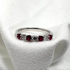 18K White Gold Alternating Ruby & Diamond Ring Size 6.5