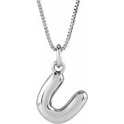 Sterling Silver Initial Bubble 18 Inch Necklace
