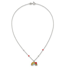 Sterling Silver Heart on Rainbow Childrens Necklace