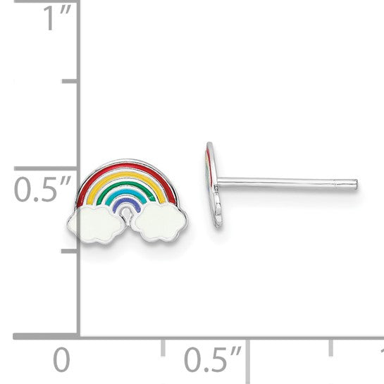 Silver Kids Rainbow Enamel Stud Earrings