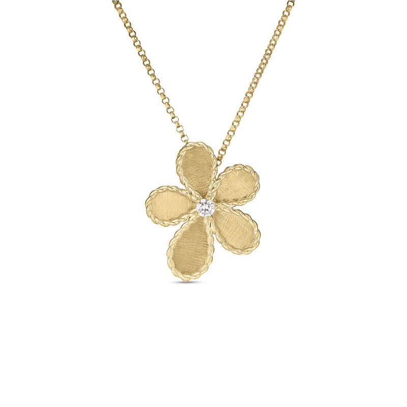 Roberto Coin Large Flower Diamond Pendant Necklace