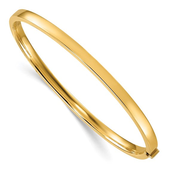 14K Yellow Gold 4mm Solid Square Tube Bangle