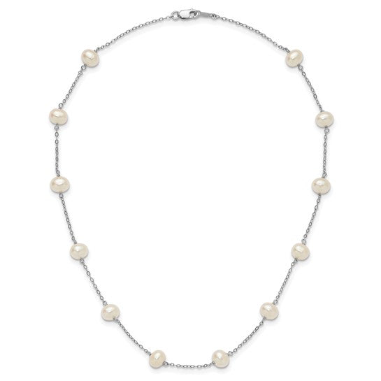 Silver 16" 12-Station 6-7mm Fresh Water Pearl Necklace