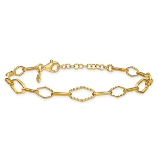 Silver Goldtone 7.5" Oval Fancy Link Bracelet