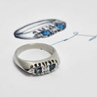 Custom Platinum Three-Stone Diamond and Sapphire Semi-Mount