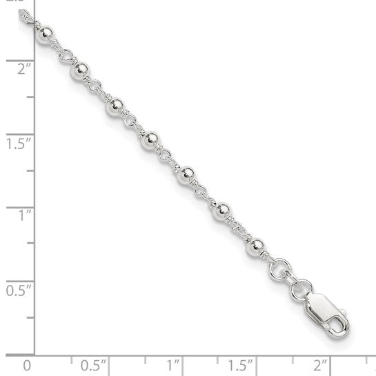 Sterling Silver Beaded Anklet