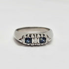 Custom Platinum Three-Stone Diamond and Sapphire Semi-Mount