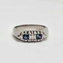 Custom Platinum Three-Stone Diamond and Sapphire Semi-Mount