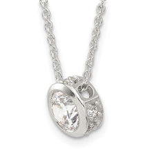 Silver Bezel 9mm CZ 18" Necklace
