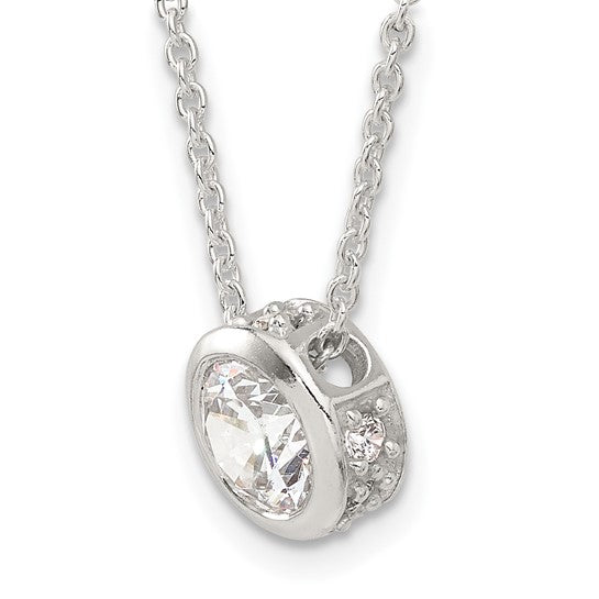 Silver Bezel 9mm CZ 18" Necklace