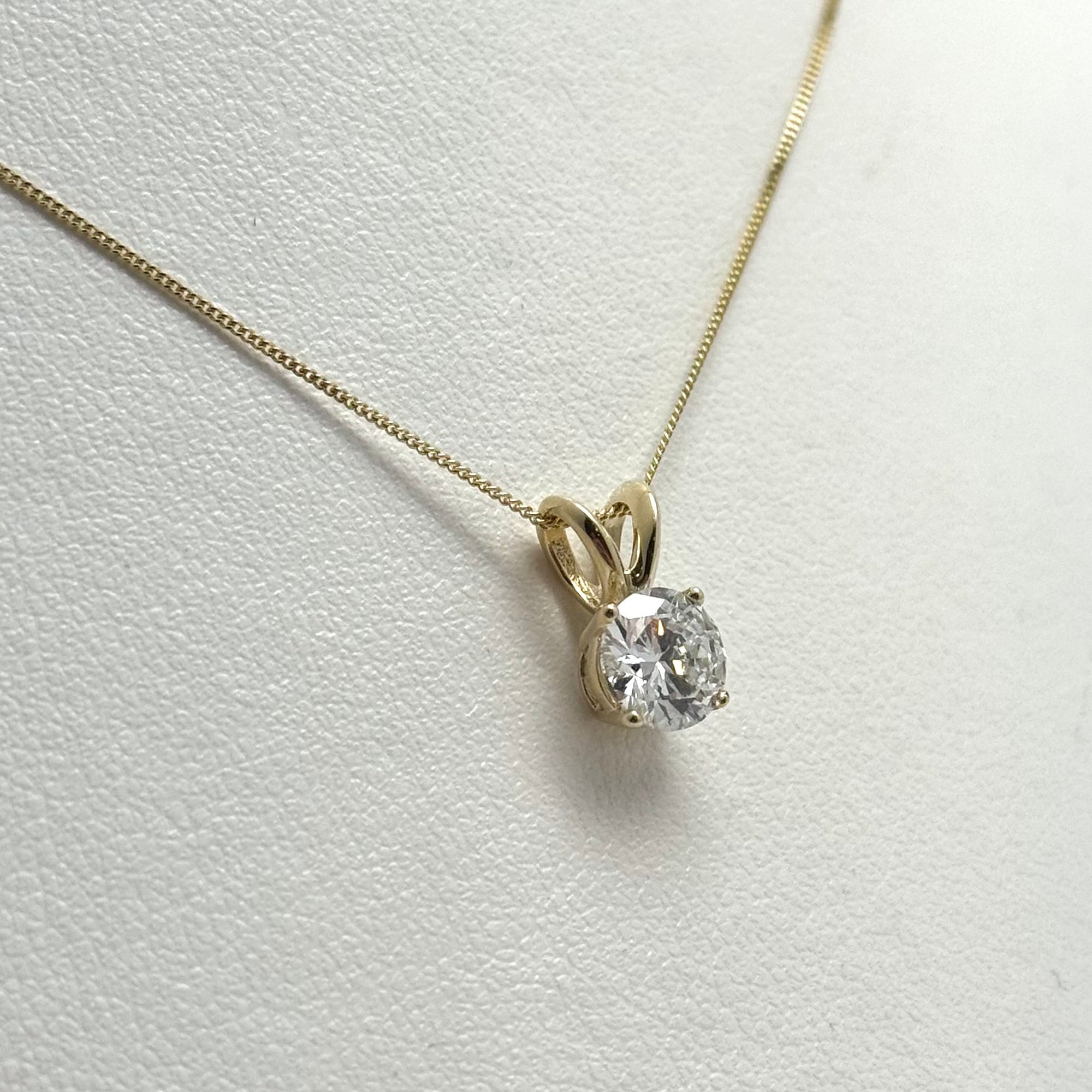 1.00ct Lab Grown Diamond Solitaire Necklace in 10K Yellow Gold